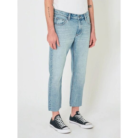 ROLLA'S Relaxo Chop Original Stone Mid Rise Straight Crop Jeans, Size 34 - Picture 2 of 16